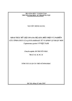Tóm tắt Luận án Khai thác dữ liệu DNA đa hệ gen, biểu hiện và nghiên cứu tính chất của β-Xylosidase từ vi sinh vật ruột mối Coptotermes Gestroi ở Việt Nam