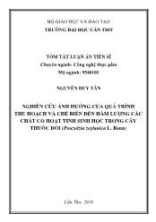 Tóm tắt Luận án Nghiên cứu ảnh hưởng của quá trình thu hoạch và chế biến đến hàm lượng các chất có hoạt tính sinh học trong cây thuốc dòi (Pouzolzia zeylanica L. Benn)