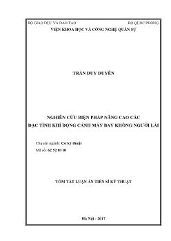 Tóm tắt Luận án Nghiên cứu biện pháp nâng cao các đặc tính khí động cánh máy bay không người lái