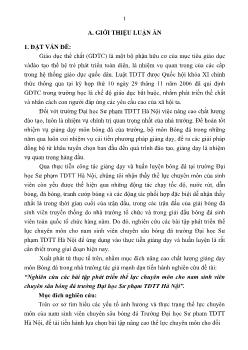 Tóm tắt Luận án Nghiên cứu các bài tập phát triển thể lực chuyên môn cho nam sinh viên chuyên sâu bóng đá tr ng Đại học S phạm TDTT Hà Nội