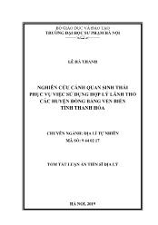 Tóm tắt Luận án Nghiên cứu cảnh quan sinh thái phục vụ việc sử dụng hợp lý lãnh thổ các huyện đồng bằng ven biển tỉnh Thanh Hóa