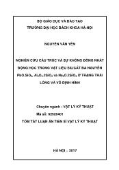 Tóm tắt Luận án Nghiên cứu cấu trúc và sự không đồng nhất động học trong vật liệu Silicát ba nguyên PbO.SiO2, Al2O3.2SiO2 và Na2O.2SiO2 ở trạng thái lỏng và vô định hình