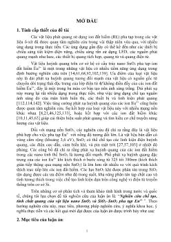 Tóm tắt Luận án Nghiên cứu chế tạo, tính chất quang của vật liệu nano SnO2 và SiO2–SnO2 pha tạp Eu3+