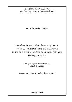Tóm tắt Luận án Nghiên cứu đặc điểm tái sinh tự nhiên và phục hồi thảm thực vật ngập mặn khu vực quanh đảo Đồng Rui, huyện Tiên Yên, tỉnh Quảng Ninh