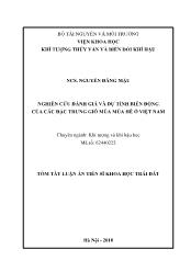 Tóm tắt Luận án Nghiên cứu đánh giá và dự tính biến động của các đặc trưng gió mùa mùa hè ở Việt Nam