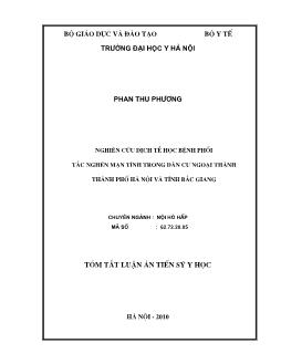 Tóm tắt Luận án Nghiên cứu dịch tễ học bệnh phổi tắc nghẽn mạn tính trong dân cư ngoại thành thành phố Hà Nội và tỉnh Bắc Giang