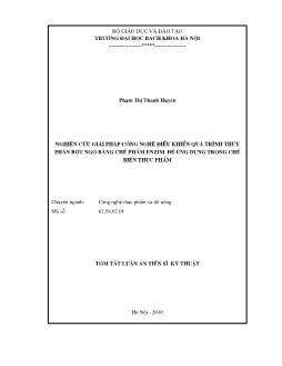 Tóm tắt Luận án Nghiên cứu giải pháp công nghệ điều khiển quá trình thủy phân bột ngô bằng chừ phốm Enzim để ứng dụng trong chế biến thực phẩm