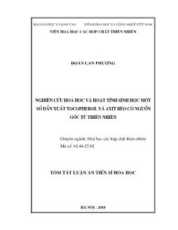 Tóm tắt Luận án Nghiên cứu hoá học và hoạt tính sinh học một số dẫn xuất Tocopherol và Axit béo có nguồn gốc từ thiên nhiên