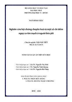 Tóm tắt Luận án Nghiên cứu hội chứng chuyển hoá và một số chỉ điểm nguy cơ tim mạch ở người béo phì