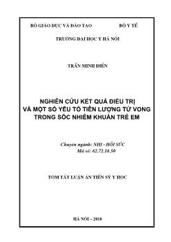 Tóm tắt Luận án Nghiên cứu kết quả điều trị và một số yếu tố tiên lượng tử vong trong sốc nhiễm khuẩn trẻ em