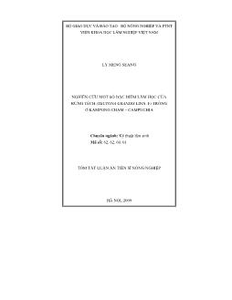 Tóm tắt Luận án Nghiên cứu một số đặc điểm lâm học của rừng tếch (Tectona Grandis Linn. F) trồng ở Kampong Cham – Campuchia
