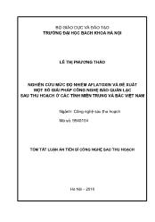 Tóm tắt Luận án Nghiên cứu mức độ nhiễm Aflatoxin và đề xuất một số giải pháp công nghệ bảo quản lạc sau thu hoạch ở các tỉnh miền Trung và Bắc Việt Nam