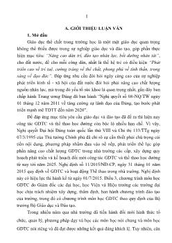 Tóm tắt Luận án Nghiên cứu nội dung môn Giáo dục thể chất cho sinh viên trường Đại học Văn hoá, Thể thao và Du lịch Thanh Hoá