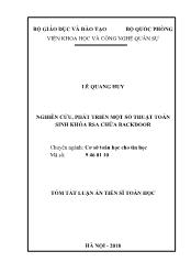 Tóm tắt Luận án Nghiên cứu, phát triển một số thuật toán sinh khóa RSA chứa Backdoor