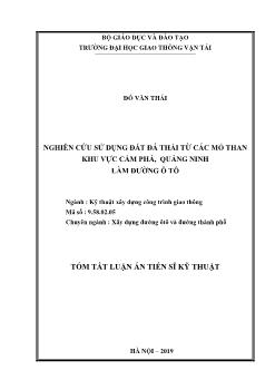 Tóm tắt Luận án Nghiên cứu sử dụng đất đá thải từ các mỏ than khu vực Cẩm Phả, Quảng Ninh làm đường ô tô