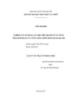 Tóm tắt Luận án Nghiên cứu sử dụng vật liệu phế thải để xử lý nước thải sinh hoạt của vùng nông thôn đồng bằng Bắc Bộ