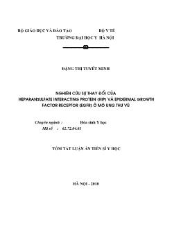 Tóm tắt Luận án Nghiên cứu sự thay đổi của Heparansulfate Interacting protein (HIP) và Epidermal Growth Factor Receptor (EGFR) ở mô ung thư vú