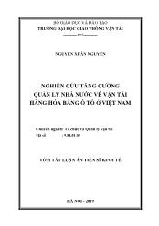 Tóm tắt Luận án Nghiên cứu tăng cường quản lý nhà nước về vận tải hàng hóa bằng ô tô ở Việt Nam