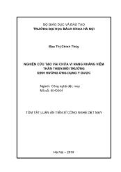 Tóm tắt Luận án Nghiên cứu tạo vải chứa vi nang kháng viêm thân thiện môi trường định hướng ứng dụng y dược