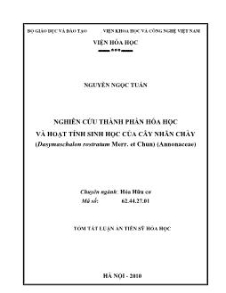 Tóm tắt Luận án Nghiên cứu thành phần hóa học và hoạt tính sinh học của cây nhãn chày (Dasymaschalon Rostratum Merr. Et Chun) (Annonaceae)