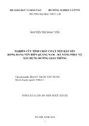 Tóm tắt Luận án Nghiên cứu tính chất cơ lý nền đất yếu đồng bằng ven biển Quảng Nam – Đà Nẵng phục vụ xây dựng đường giao thông