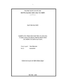 Tóm tắt Luận án Nghiên cứu tính chất hấp thu của đá ong và khả năng ứng dụng trong phân tích xác định các kim loại nặng