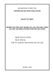 Tóm tắt Luận án Nghiên cứu tính chất quang của cấu trúc một chiều ZnS chế tạo bằng phương pháp bốc bay nhiệt