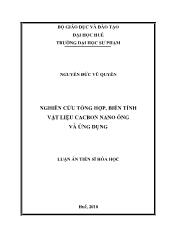 Tóm tắt Luận án Nghiên cứu tổng hợp, biến tính vật liệu Cacbon Nano ống và ứng dụng