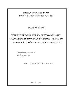 Tóm tắt Luận án Nghiên cứu tổng hợp và chế tạo sơn ngụy trang hấp thụ sóng điện từ radar trên cơ sở polyme dẫn chứa Ferocen và Spinel Ferit