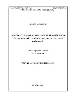 Tóm tắt Luận án Nghiên cứu tổng hợp và khảo sát khả năng diệt khuẩn của Oligome trên cơ sở Guanidin trong xử lý nước nhiễm khuẩn