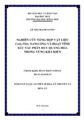 Tóm tắt Luận án Nghiên cứu tổng hợp vật liệu CeO2/TiO2 nano ống và hoạt tính xúc tác phân hủy quang hóa trong vùng khả kiến