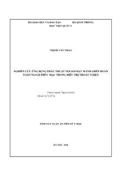 Tóm tắt Luận án Nghiên cứu ứng dụng phẫu thuật nội soi đặt mảnh ghép hoàn toàn ngoài phúc mạc trong điều trị thoát vị bẹn