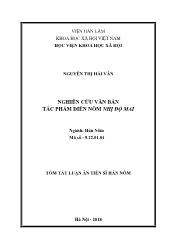 Tóm tắt Luận án Nghiên cứu văn bản tác phẩm diễn nôm Nhị Độ Mai