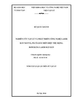 Tóm tắt Luận án Nghiên cứu Vật lý và phát triển công nghệ Laser rắn Nd:YVO4 Pi-cô-giây biến điệu thụ động, bơm bằng Laser bán dẫn