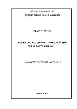 Tóm tắt Luận án Nghiên cứu xác định đặc trưng phát thải của xe buýt tại Hà Nội