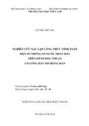 Tóm tắt Luận án Nghiên cứu xác lập công thức tính toán một số thông số nước nhảy đáy trên kênh dốc thuận có lòng dẫn mở rộng dần