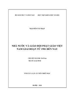 Tóm tắt Luận án Nhà nước và giáo hội Phật giáo Việt Nam giai đoạn từ 1981 đến nay