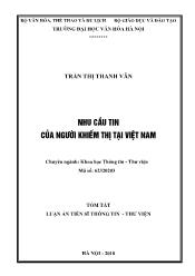 Tóm tắt Luận án Nhu cầu tin của người khiếm thị tại Việt Nam