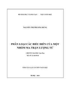 Tóm tắt Luận án Phân loại các biểu diễn của một nhóm ma trận lượng tử