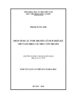 Tóm tắt Luận án Phân tích các type truyện cổ tích thân kỳ Việt Nam theo cấu trúc cốt truyện