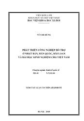 Tóm tắt Luận án Phát triển công nghiệp hỗ trợ ở Nhật Bản, Hàn Quốc, Đài Loan và bài học kinh nghiệm cho Việt Nam