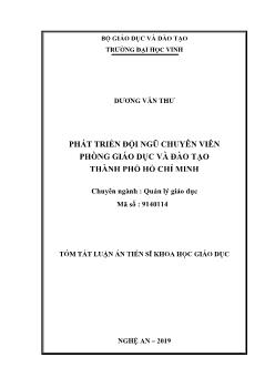 Tóm tắt Luận án Phát triển đội ngũ chuyên viên phòng giáo dục và đào tạo thành phố Hồ Chí Minh