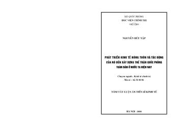 Tóm tắt Luận án Phát triển kinh từ nông thôn và tác động của nó đến xây dựng thế trận quốc phòng toàn dân ở nước ta hiện nay