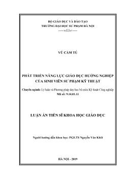 Tóm tắt Luận án Phát triển năng lực giáo dục hướng nghiệp của sinh viên Sư phạm kỹ thuật