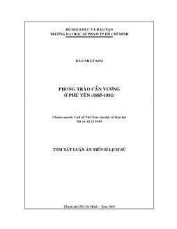 Tóm tắt Luận án Phong trào cần vương ở Phú Yên (1885-1892)