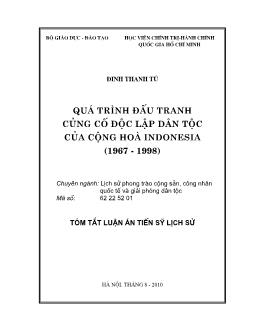 Tóm tắt Luận án Quá trình đấu tranh củng cố độc lập dân tộc của Cộng hòa Indonesia (1967-1998)