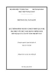 Tóm tắt Luận án Quá trình hình thành và phát triển quan hệ đặc biệt với Việt Nam trong chính sách đối ngoại của Lào từ năm 1986 đến nay