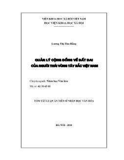 Tóm tắt Luận án Quản lý cộng đồng về đất đai của người Thái vùng Tây Bắc Việt Nam