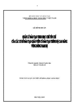 Tóm tắt Luận án Quản lý đào tạo theo chế tín chỉ của các cơ sở đào tạo giáo viên có đào tạo trình độ Cao đẳng vùng Đông Nam Bộ