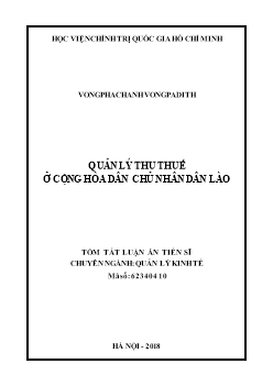 Tóm tắt Luận án Quản lý thu thuế ở Cộng hòa Dân chủ nhân dân Lào